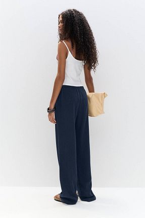 شلوار سرمه ای زنانه کتان Pull & Bear - کد 922152140