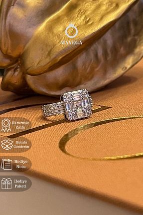 انگشتر استیل (فولاد) طوسی زنانه استیل ضد زنگ MAVEGA - کد 881818985