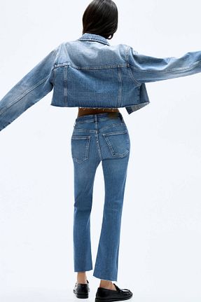 شلوار جین آبی زنانه پاچه اسپانیولی Pull & Bear - کد 922143570
