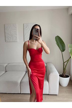 لباس رنگی زنانه ساتن Zoom Butik - کد 922229658