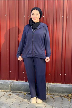 ست بالاتنه و پائین تنه سرمه ای زنانه بافتنی Moda Rosa - کد 922985387