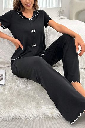 ست لباس راحتی مشکی زنانه ساده PEMBİŞ HOMEWEAR - کد 922238583