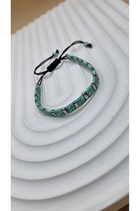 دستبند استیل (فولاد) سبز مردانه سنگ Aura - کد 922230442