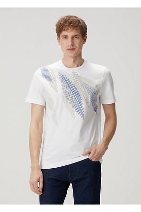 تیشرت سفید مردانه یقه دوچرخه Corneliani - کد 923015121