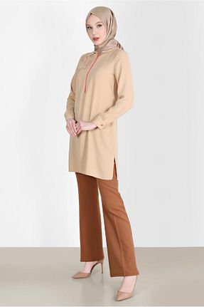 تونیک حجاب بژ زنانه پلی استر Alvina - کد 804944886
