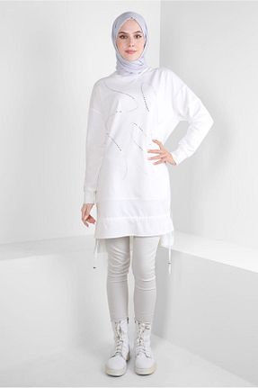 تونیک حجاب سفید زنانه پنبه ای Alvina - کد 790165477