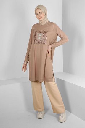 شلوار پارچه ای بژ زنانه بلند Alvina - کد 803863864