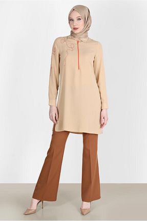 تونیک حجاب بژ زنانه پلی استر Alvina - کد 804944886