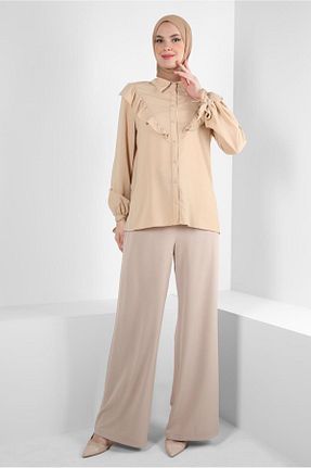 بلوز حجاب بژ زنانه رگولار Alvina - کد 802793190