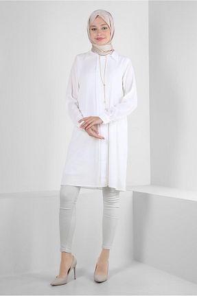 تونیک حجاب سفید زنانه پلی استر Alvina - کد 802008261
