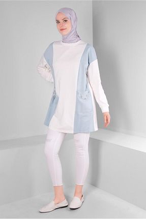 تونیک حجاب آبی زنانه پنبه ای Alvina - کد 859132393