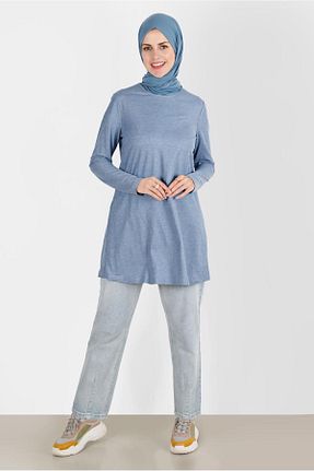 تونیک حجاب آبی زنانه مخلوط ویسکون Alvina - کد 804728142