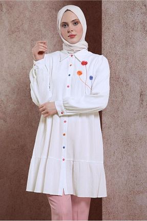 تونیک حجاب سفید زنانه مخلوط پلی استر Alvina - کد 817794361