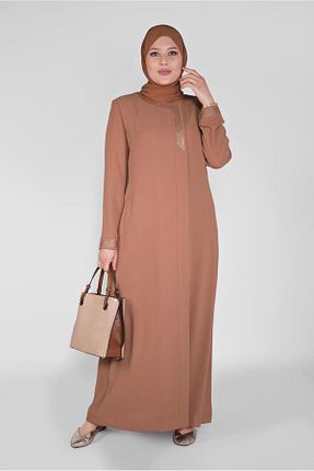 مانتو بلند حجاب قهوه ای زنانه Alvina - کد 869458069