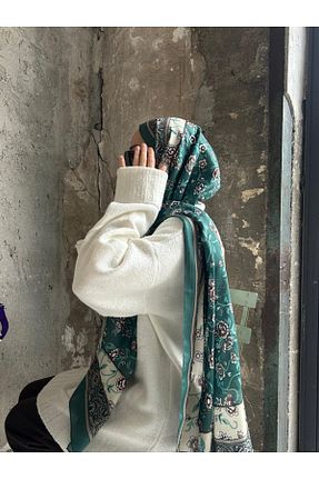 روسری سبز پنبه ای Qalortex Scarf - کد 922290534