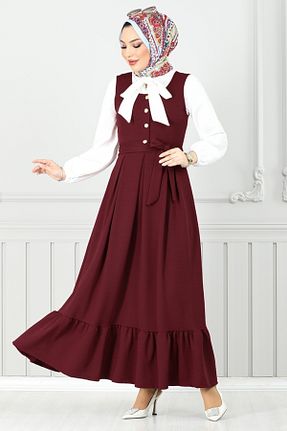 ست بالاتنه و پائین تنه حجاب زرشکی زنانه رگولار ModaMerve - کد 923074818
