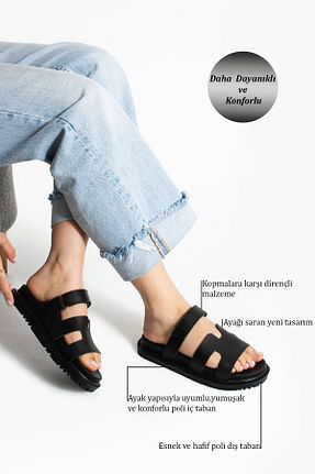 دمپائی مشکی زنانه چرم مصنوعی Moda Devrin - کد 922327223
