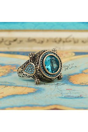 انگشتر نقره آبی مردانه زیرکن TAYFUNSİLVER - کد 922366100