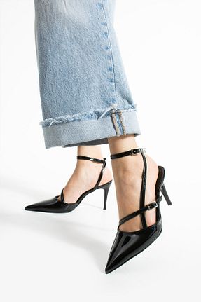 کفش پاشنه بلند کلاسیک مشکی زنانه چرم لاکی Gökçe Shoes - کد 922336532