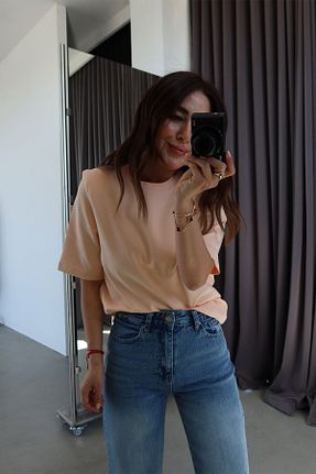 تیشرت صورتی زنانه Relaxed Özge Özgenç - کد 922342285