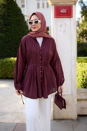 پیراهن حجاب زرشکی زنانه رگولار LOCCO - کد 922372940