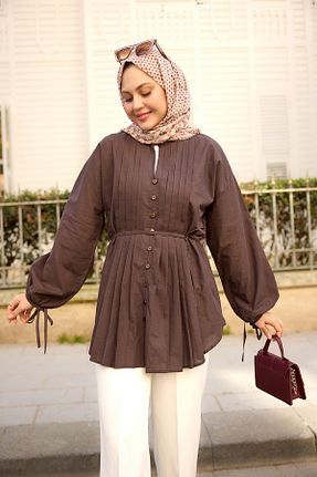 پیراهن حجاب قهوه ای رگولار LOCCO - کد 922373184