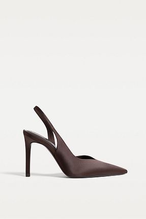 کفش پاشنه بلند کلاسیک قهوه ای زنانه پلی استر Stradivarius - کد 922371209