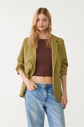 کت بلیزر خاکی زنانه پلی استر Stradivarius - کد 922385952