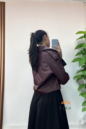 کاپشن زرشکی زنانه گشاد Trendy Butik - کد 923121284