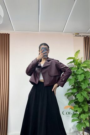 کاپشن زرشکی زنانه گشاد Trendy Butik - کد 923121284