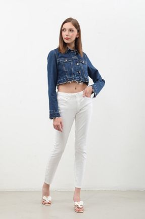 شلوار جین سفید زنانه پاچه تنگ Bluewhite - کد 845110047