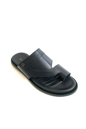 دمپائی مشکی مردانه چرم خالص stok83 - کد 922461578