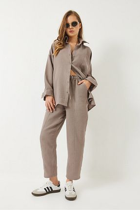 ست بالاتنه و پائین تنه قهوه ای زنانه بافتنی Bianco Lucci - کد 922464682