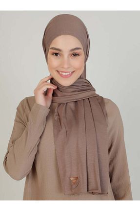 شال قهوه ای زنانه پنبه ای Ecardin - کد 75191422
