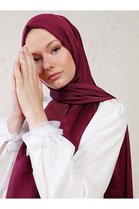 شال زرشکی زنانه پلی استر Tuva Şal - کد 55176199
