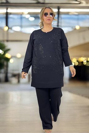 ست بالاتنه و پائین تنه سایز بزرگ مشکی زنانه کش دار yagmurberen - کد 922474084