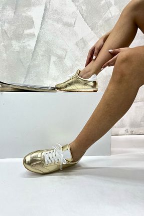 کفش اسنیکر طلائی زنانه بند دار inizio - کد 922122997