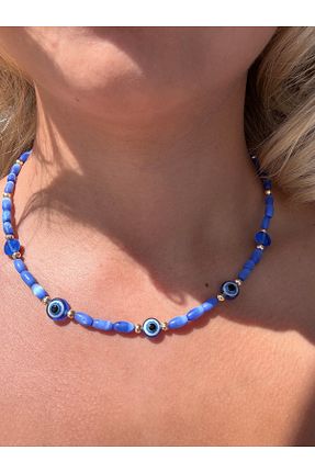 گردنبند جواهر آبی زنانه منجق JEWELRY - کد 922492688