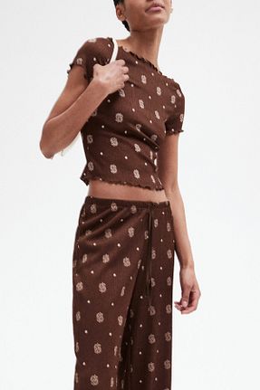 شلوار قهوه ای زنانه پلی استر H&M - کد 922490994