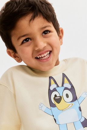 تیشرت زرد بچه گانه یقه دوچرخه H&M - کد 923146305
