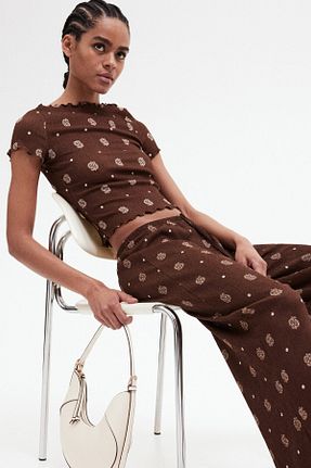 شلوار قهوه ای زنانه پلی استر H&M - کد 922490994