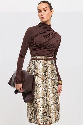 بلوز قهوه ای زنانه ساده Cockatoo - کد 922501032