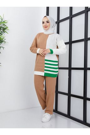 ست بالاتنه و پائین تنه حجاب بژ زنانه رگولار SAHRA BUTİK - کد 857362428