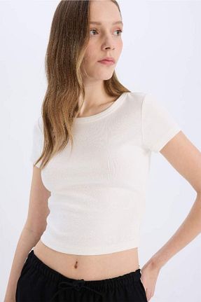 تیشرت سفید زنانه رگولار Defacto - کد 930708310