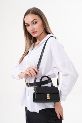 کیف دوشی مشکی زنانه چرم مصنوعی truvalıhelen - کد 922591492