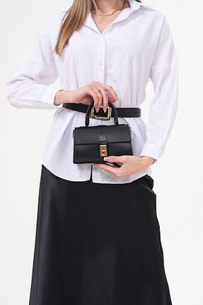 کیف دوشی مشکی زنانه چرم مصنوعی truvalıhelen - کد 922591492