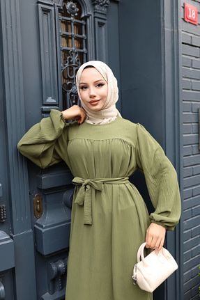 لباس حجاب خاکی زنانه اورسایز modessia - کد 922579203