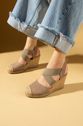 صندل بژ زنانه پاشنه پر Pembe Potin - کد 923208196