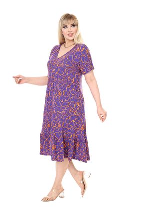 لباس سایز بزرگ بنفش زنانه ویسکون MELSAY - کد 814566251