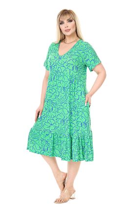 لباس سایز بزرگ سبز زنانه ویسکون MELSAY - کد 814565313